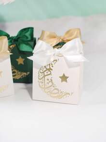 10 Hộp Quà Ramadan Mubarak Hình Trăng Khuyết và Sao kèm nơ satin, Giấy gói quà in chữ thư pháp Ả Rập mạ vàng, Hộp quà nhỏ trang nhã cho lễ Ramadan, Giấy gói quà tiệc Eid, Hộp quà tráng miệng lễ hội Hồi giáo, Hộp quà thủ công cao cấp đựng bánh kẹo, sô cô la, quà nhỏ, Họa tiết trăng sao trang trí, Bao bì quà tặng ngày lễ độc đáo cho các buổi tụ họp lễ hội. - 7X5X7cm - Xem 8