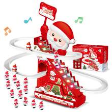 Đồ chơi leo cầu thang âm nhạc chủ đề Giáng sinh kèm xe hơi mini, đồ chơi leo cầu thang tự động, xe đồ chơi trượt đường ray điện thú vị, món quà Giáng sinh thích hợp cho bé trai và bé gái vào dịp Halloween (Không bao gồm pin) - Nhiều màu - Xem 8