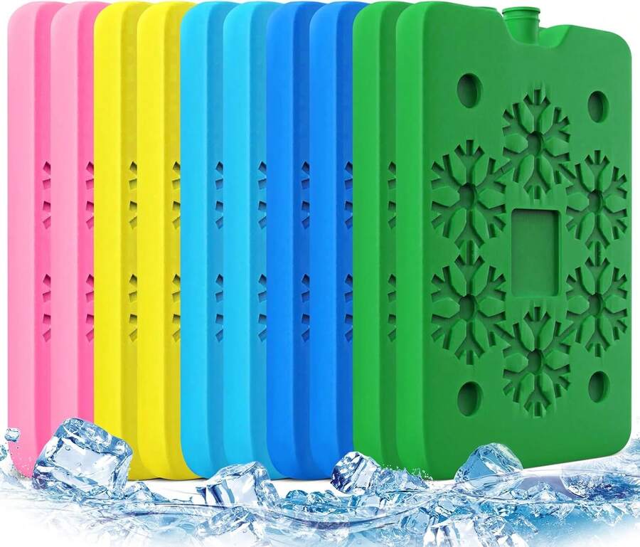 10PCS Hielos Reutilizables para Lonchera, Multicolor Ice Pack, Talla XL, Apto para Hielera Portatil, Lonchera Termica, Hielera, Campings, ?Mantener los Alimentos Fríos! - negro - Ver 1