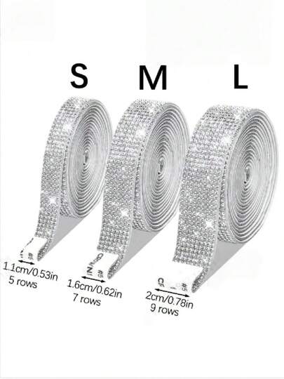 1 Roll Self-Adhesive Rhinestone Sticker For DIY Decoration, Glitter Ribbon Sticker With Drill Crafts, Home Decoration/Gift Decoration