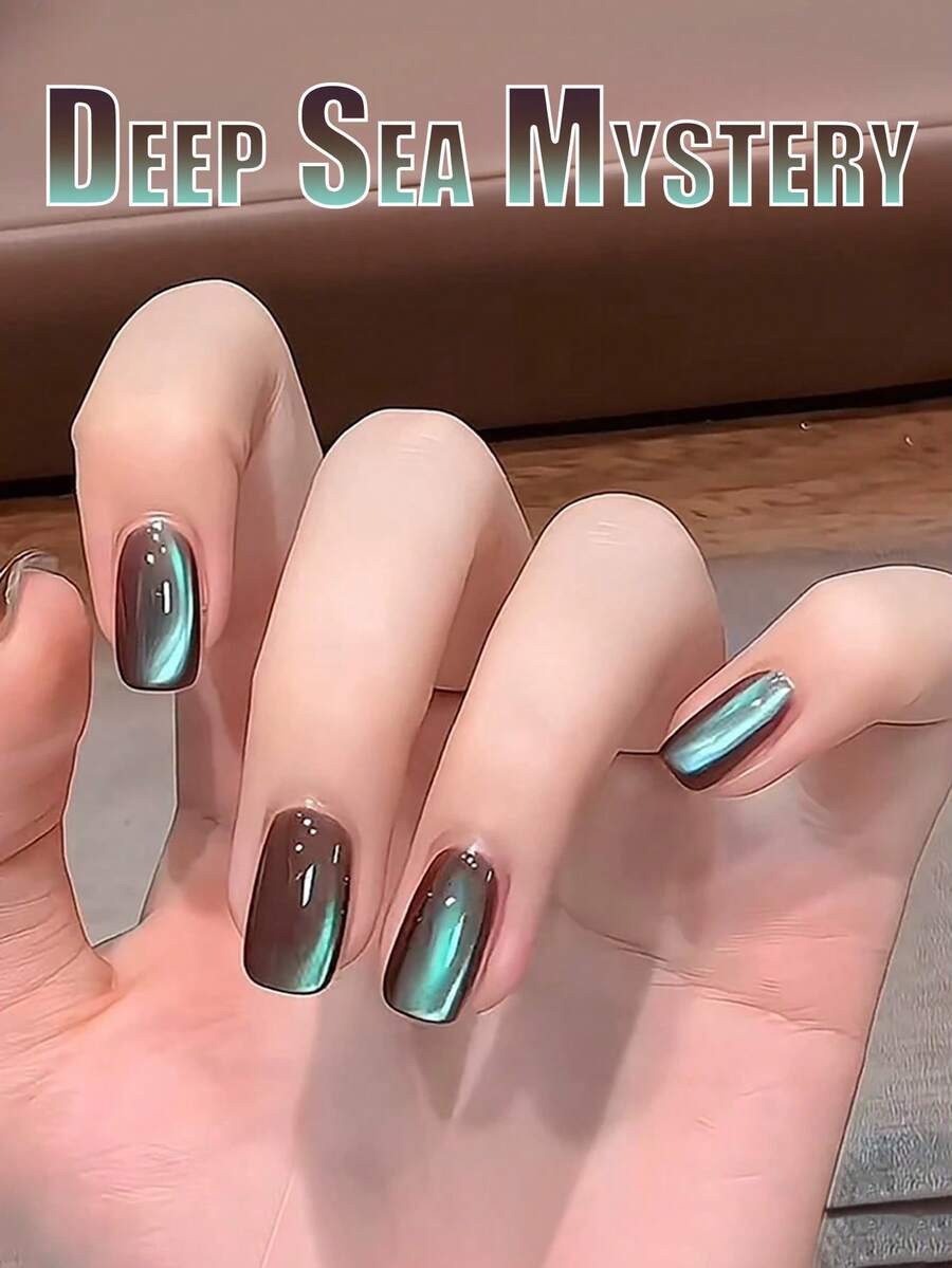 MISS SHAKA 10毫升秋冬美甲深海神秘琥珀绿棕色浅水晶玻璃珠猫眼凝胶指甲油美甲沙龙家用DIY超闪美白流行美甲艺术美甲用品