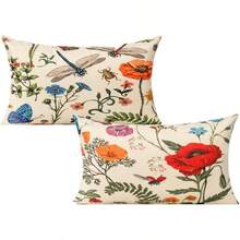 All Smiles 12x20 Lumbar Tow Pillow Covers Set of 2 Outdoor Summer Spring  Flowers Farmhouse Décor Outside Furniture Bench Decorative Cushion Cases for Patio Sofa Couch Chair Bed - Mariposa - Ver 1