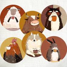 8件套木质杯垫，可爱动物造型，适用于客厅、厨房、餐厅、商业场所，可作礼品、新年装饰、派对用品、送给男女朋友的礼物，也适合情人节、婚礼、复活节等场合。 - 彩色 - 查看 4