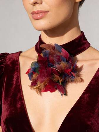 1pc Vintage Elegant Handmade Colorful Feather-Like Brooch, Bohemian Niche Design, Banquet Duck Clip Brooch, Large Wrist Corsage, Suitable For Weddings, Gifts For Lovers And Friends, Suitable For Women's Daily, Balls And Parties