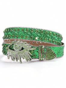 男士纯色街头嘻哈水钻镶嵌恶魔眼元素腰带，适合夏季、校园休闲、商务场合，可作为男友、丈夫、父亲等男士礼物，日常穿着时尚百搭，也适合青少年、户外、度假、运动、旅行、街头、波西米亚风、复古秋季、万圣节等秋冬季配饰。适合青少年、青年、男士，休闲、户外、运动、度假、毕业礼物、生日礼物、日常穿着。 - 彩色 - 查看 30