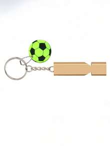 1 pieza Silbato de supervivencia de aleación de aluminio multicolor de doble frecuencia con colgante reflectante de fútbol, accesorio de llavero de contra incendios para viajes nocturnos, accesorio colgante para mochila para estudiantes y entusiastas del aire libre, equipo de silbato de rescate de supervivencia al aire libre.