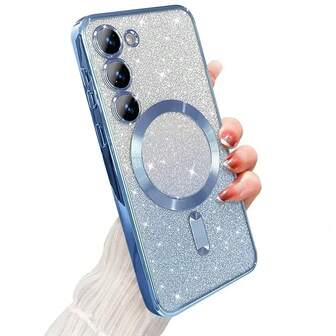 Magnetisk adsorptionsgradient transparent elektropläterad glansig mjuk TPU-telefonskal för Samsung Galaxy S25FE A17 A56 A36 A55 A15 A36 A26 A16, helkroppsskydd för kameralinsen, lämplig för A-serien och S-serien telefoner