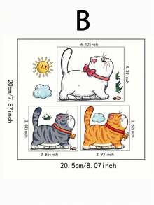 1 pieza Adhesivo de pared de gato de PVC removible y resistente al agua, adecuado para decoración del hogar y la habitación - Multicolor - Ver 7