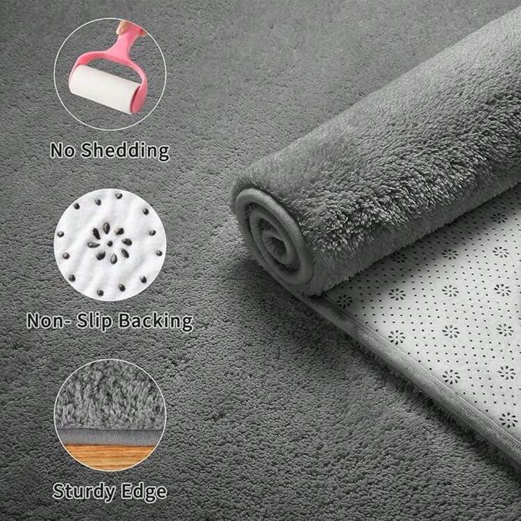 Washable Non-Slip Area Rugs - Extra Large Soft Fluffy Carpet For Living Room, Bedroom & Kids Room, Shaggy Plush Home Decor Floor Mat - Light Gray - View 2