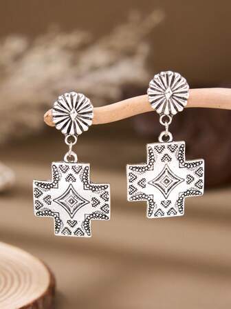 MONLOTTI ต่างหูรูปกากบาทผ้ายีนส์สไตล์วินเทจตะวันตกสำหรับผู้หญิง, ต่างหูห้อยสไตล์โบฮีเมียนสำหรับใส่ทุกวันและวันหยุด, ของขวัญสำหรับผู้หญิง, คำสั่งซื้อของฉันที่ซื้อเมื่อเร็ว ๆ นี้