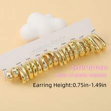 Từ 1 đến 40 đôi, chất liệu nhựa (vui lòng cân nhắc kỹ nếu bạn lo ngại), sơn phun vàng, kiểu dáng thời trang mới nhất của Châu Âu và Mỹ, mạ vàng thời trang, khuyên tai vòng hình chữ C, khuyên tai nữ được ưa chuộng. - Vàng - Xem 11