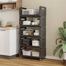 3/4/5 Tier Rolling Storage Cart, Multifunctional Movable Shelving Unit, Suitable For Organizing Clutter, Home Storage, Applicable For Living Room, Bedroom, Study - Space Saving, Compact Design, Multi-Tier Cart, Easy Assembly, Durable Plastic Material, Adjustable Height, Mobile Shelving, Small Space Living, Office Supplies