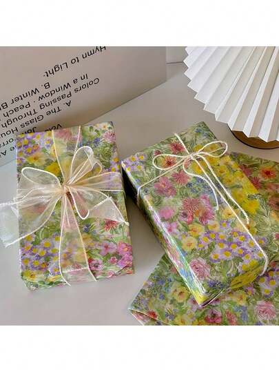 5 tờ giấy lụa in họa tiết hoa Pháp cổ điển - Giấy gói quà sang trọng phong cách vườn, giấy thủ công mỹ nghệ, thích hợp để gói quà, làm sổ lưu niệm và bó hoa, với các thiết kế hoa cao cấp.