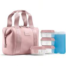 YQQ Fit and Fresh Remi - Bolsa de almuerzo de neopreno para mujer kit de preparación de comidas con contenedores y paquete de hielo XL material autoaislante tipo neopreno bolsa de almuerzo lavable a2179 - Color de malva - Ver 1