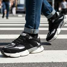 Men's New Release Sporty Soft Robust High-Top Fashionable Sneakers 9000 - 黑色 - 查看 5