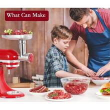 12pcs Stainless Steel Meat Grinder Attachment Kit For KitchenAid Stand Mixers, Multi-Functional Home Kitchen Accessory With Sausage Stuffer Tubes & Cleaning Brush, F-Ood-Grade Durable Metal For Meat Mincing & Sausage Making, Easy To Install & Clean - Silver - View 11