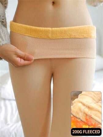 1 pieza Medias gruesas de terciopelo cálido y ajustado de 220g, medias resistentes a los desgarros para mujeres