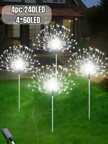 1個/2個/4個 太陽能戶外煙火燈，防水 8 種照明模式，60-720LED DIY 景觀燈，適用於露營、野餐、派對、花園、院子、露台、小徑、草坪和聖誕節裝飾 - 黑色 - 查看 13