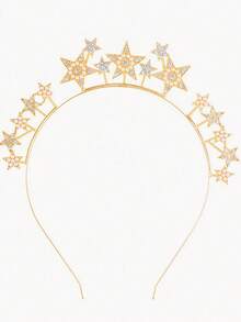 1个金属星形时尚3D发箍，适合女性在节日、婚礼、派对等场合佩戴，发带，发箍头饰发箍 - 金色 - 查看 5