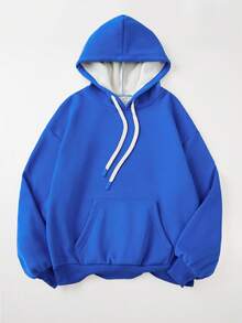 SpongeBob SquarePants 男士连帽卫衣，棉质面料，内里抓绒，海绵宝宝蟹堡王披萨IP连帽卫衣，男士落肩连帽衫，秋冬季加厚保暖宽松连帽卫衣，适合寒冷天气 - 彩蘭 - 查看 2