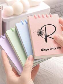 1 Piece Of Personalized Loose-Leaf Mini Notebook, Customized Name And Letter Pocket Book, Customized Name Initials Flower, Office Supplies, Portable Notebook Customization, High Aesthetic Notebook, Suitable For Office Records, Meeting Records, Study Records; Graduation Season Customized Notebook, - Multicolor - View 7