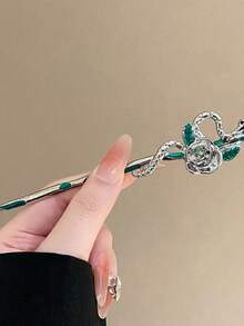 中国风个性化复古蛇形发簪 壁龛设计 玫瑰仿古汉服气质发饰 发髻延长器 发型发夹