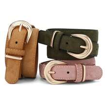 Oval Buckle Belt For Women - Casual Leather Belt For Everyday Wear | Versatile Waist Belt For Jeans, Pants, Dresses, Perfect For All Seasons - 橄欖綠 - 查看 9
