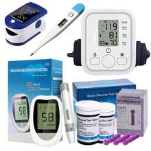Kit Familiar de Monitoreo de Salud: Tensiómetro de Muñeca + Termómetro + Oxímetro de Pulso + Medidor de Glucosa (incluye 50 Tiras Reactivas + 50 Lancetas), Funciona con Pilas, Un Regalo para Padres y Abuelos - Blanco - Ver 6