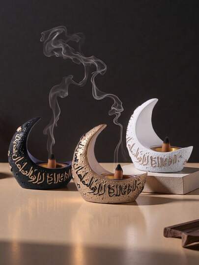 1个树脂月亮香炉，节日派对氛围桌面装饰月亮摆件，香薰炉（不含香）