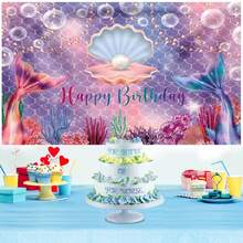 1pc, Mermaid Birthday Backdrop Cloth Decoration Background Cloth Birthday Party Decoration Background Decoration Hanging Cloth Photo Props