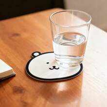 Miniso Self-Deprecating Bear & Friends Series Coaster - Cute Bear Head Design + Silicone Material, Heat-Resistant & Non-Slip, Perfect For Home & Office Table Use(1 PC) - White - View 4