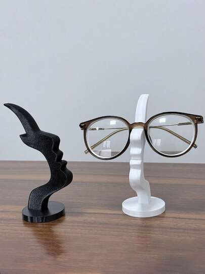 Unique Curved Eyeglass Frame Stand, Combines Artistic Storage Function To Enhance Desktop Or Nightstand Decor. Practical Minimalist Black Design, Makes A Great Gift. Includes Fashion Glasses Stand, Fashion Glasses Case, And Eyeglasses Storage Box.