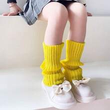 5/3 pares de medias altas de unicolor para niñas, calentadores de piernas cálidos, estilo Mori Girl, estilo Lolita, coloridos, diseño de volantes con rayas verticales, versátil y de moda, suaves y cómodos, adecuados para uso diario en primavera, otoño e invierno, aptos para niños de 4 a 12 años, calcetines de Navidad, calcetines de Año Nuevo, regalo exquisito - Multicolor - Ver 12