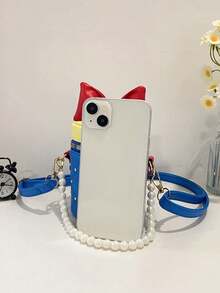 1 pièce Sac à main cylindrique de style princesse avec nœud papillon, design de niche incrusté de diamants et de perles françaises. Sangle d'épaule longue et lisse, confortable. Sac polyvalent de style coréen, convenant pour une utilisation extérieure et quotidienne, idéal comme cadeau pour la famille et les amis. - Sac seau doux - Voir 9