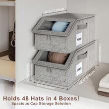 OrdoVault 1pc Sturdy Baseball Cap Storage Box, Can Hold Up To 24 Hats, Transparent Hat Organizer Box, Suitable For Closet And Bedroom, Large Hat Box With Cardboard Lining. - Multicolor - View 6