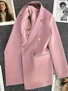 One Piece  Elegant    Button    Bright-Colored Suit  Office  Daily    Spring And Autumn - Màu be - Xem 2