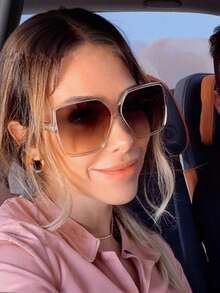 1 Pair Fashion Square Large Frame Glasses, European & American Style, Suitable For Travel And Driving