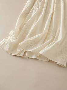 女士宽松复古刺绣半透明度假连衣裙，春夏优雅款 - 米色 - 查看 8