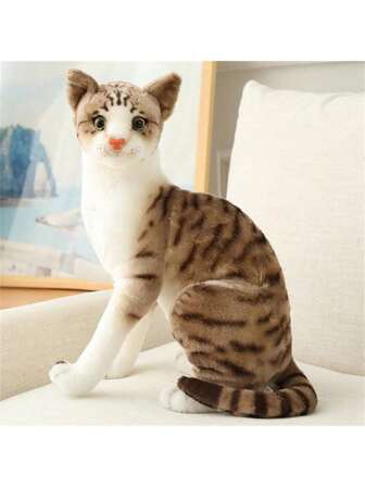 充填式逼真暹羅貓毛絨玩具,模擬美國短毛貓娃娃,寵物玩具家居裝飾生日禮物