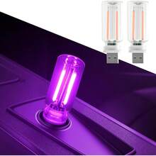 Bombilla USB Luz Nocturna, Luces Ambientales Regulables Táctiles para el Interior del Coche, Mini Lámpara Portátil USB Retro para Decorar Coche Dormitorio Pasillo Acampada (Morado-2P) - Multicolor-7P - Ver 6