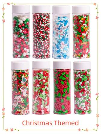 130克/4.59盎司，100克/3.53盎司圣诞蛋糕装饰，混合尺寸珍珠，圣诞主题派对装饰，甜点，纸杯蛋糕装饰