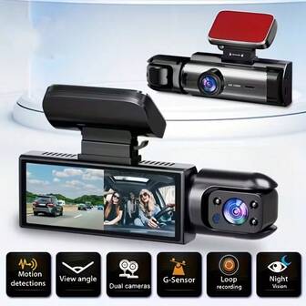 Front And Rear Dash Cam, 1080P HD Driving Recorder, 170° Wide Angle, Night Vision, Compact Car Dash Cam, 24-Hour Parking Monitor, Loop Recording, G-Sensor, SD Card Not Included, Christmas Gift