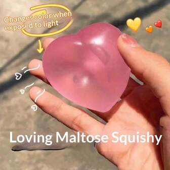 Malt Sugar Color Changing Heart Squeeze Stress Relief Slow Rebound Vent Ball, Light Sensitive Color Changing, Fidget Toy For Anxiety Relief, Travel, Classroom, Christmas, Birthday, Holiday Gift