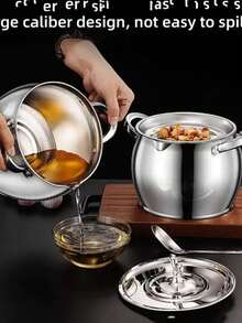 Stainless Steel Lard Pot With Lid, Thick Double Handles, Heat-Resistant, Household, Large Capacity Lard Pot With Filter