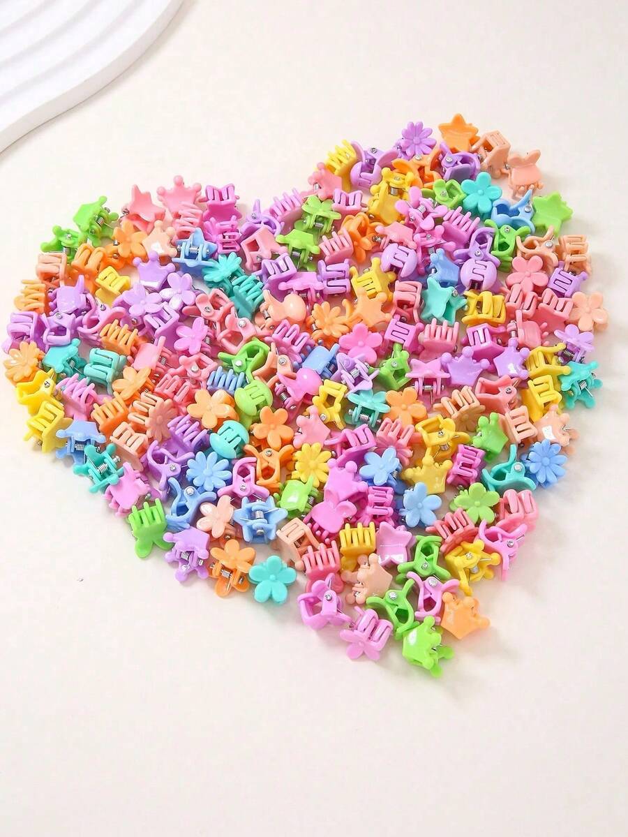 50/100/200pcs Colorful Mini Hair Clips, Cute & Sweet Hair Accessories For Girls, Side Bangs & Flyaway Hair Clips, Versatile Design - Multicolor - View 1