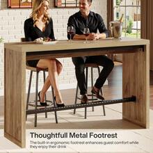 LITTLE TREE 55-Inch Long Bar Table, Rectangular Counter Height Pub Table With Metal Footrest, Home Bar Unit For Kitchen, Dining Room, Bistro, Or Restaurant - 天然棕 - 查看 6