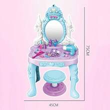 Juego de Mesa de tocador de Belleza de fantasia para niños pequeños con Luces Accesorios de Moda y Maquillaje para Juegos de simulacion JugueteConveniente y duradero, favorito para niños - Multicolor - Ver 6
