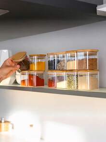 12 Piece 150ml/5oz Glass Storage Jar With Wooden Lid - Kitchen Storage For Coffee, Sugar, Salt, Spices, And Tea - Easy To Seal, Reusable, Suitable For Food Organization In Refrigerators, Kitchen Storage And Storage, Kitchen Utensils - 12件裝玻璃收納罐附蓋子 - 查看 6