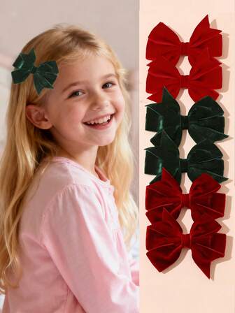 2 Pieces Winter Girls' Elegant Simple Hair Clip Set, Red Bow, Hair Accessories For Children, Suitable For Daily Wear And Parties