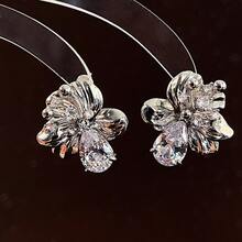 Forest Style  Flower Metal Bowknot Earrings French Retro High-End Earrings Exquisite Light Luxury Fashion Ear Jewelry - E6357 Silver Needle - Silver - View 20